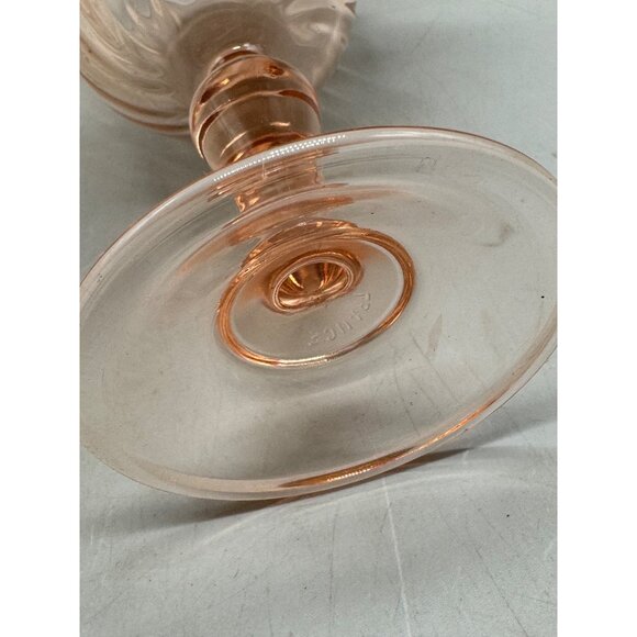 Set Of 2 Vintage Swirl Pattern Pink Depression Glass Goblets Rosaline Pink READ - Picture 8 of 8